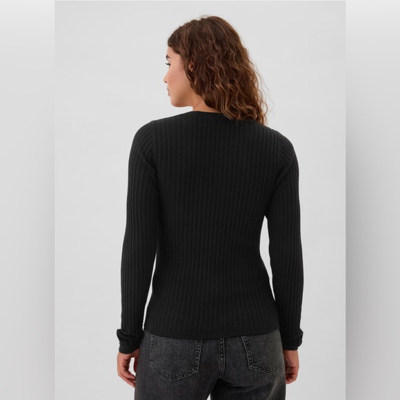 🆕 GAP Women’s CashSoft Ribbed Scoopneck Lightweight Sweater Black XLarge 16-18 - Picture 2 of 16